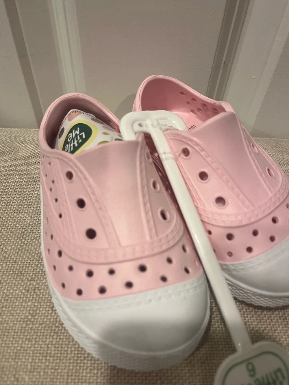 NWT Little Me Pink Slip-On Water Shoes with White Toe- Size 6